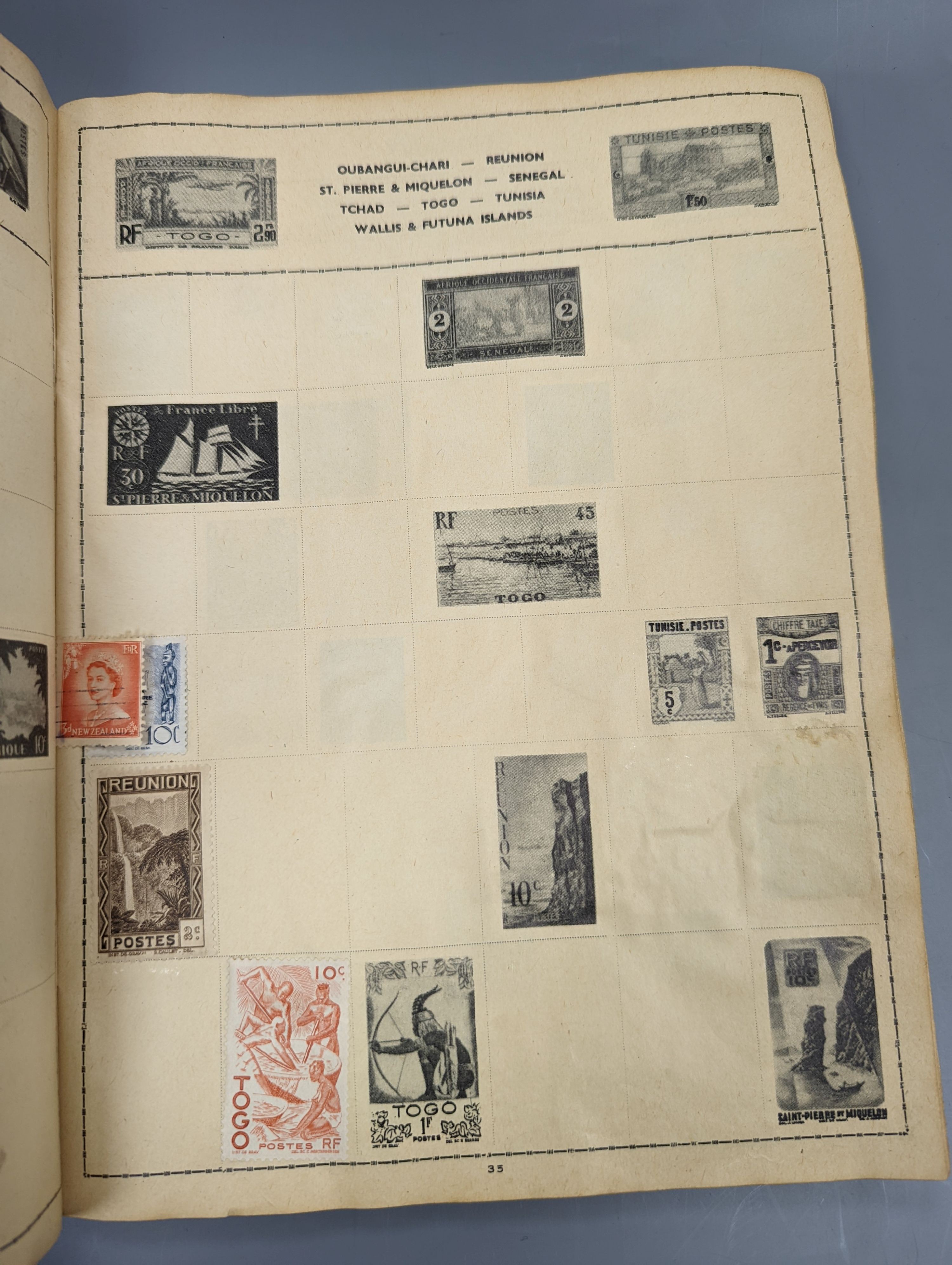 An All Nations stamp album and contents